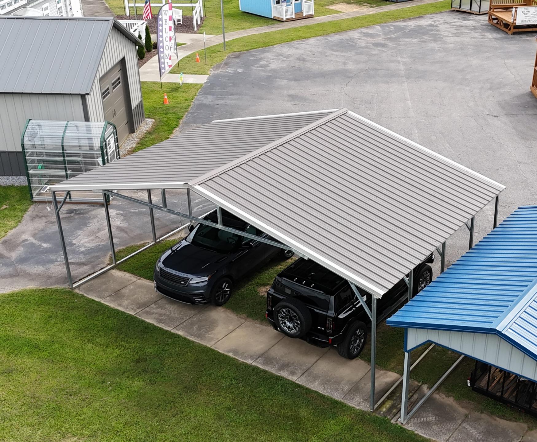 SAVE $879.35 OFF - ONLY $4,005.95 + tax - 30x20x9 VERTICAL ROOF TRIPLE CARPORT COVER