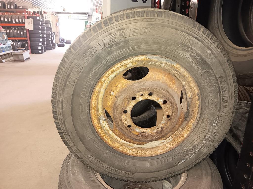 LT215/85R16 Cooper Discoverer Tires on Dually Rims Set of 4