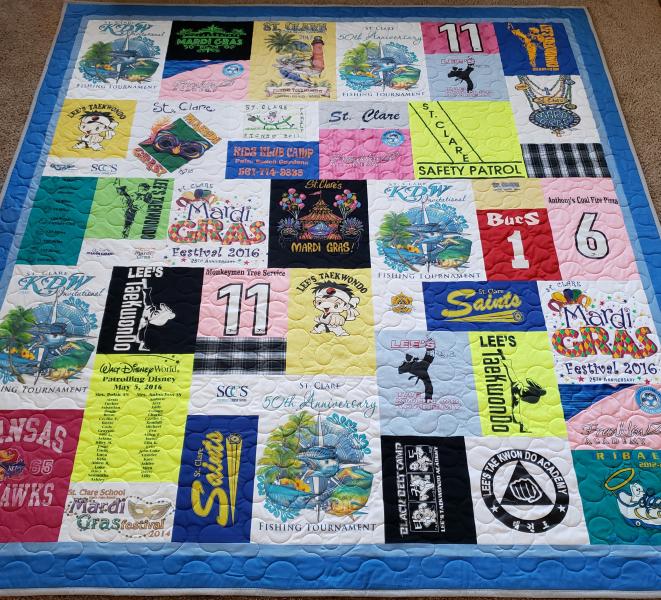 Mosaic T-shirt Quilt with Outer Border.