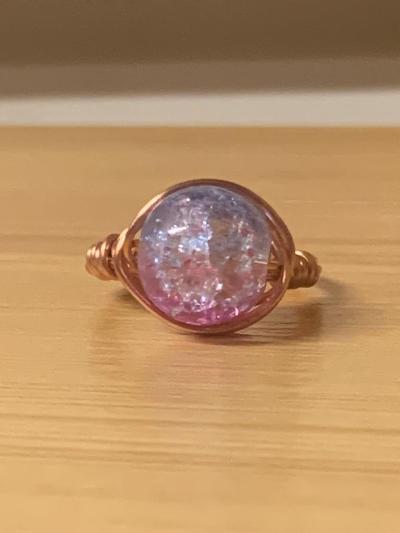 Pink and Blue Copper Ring