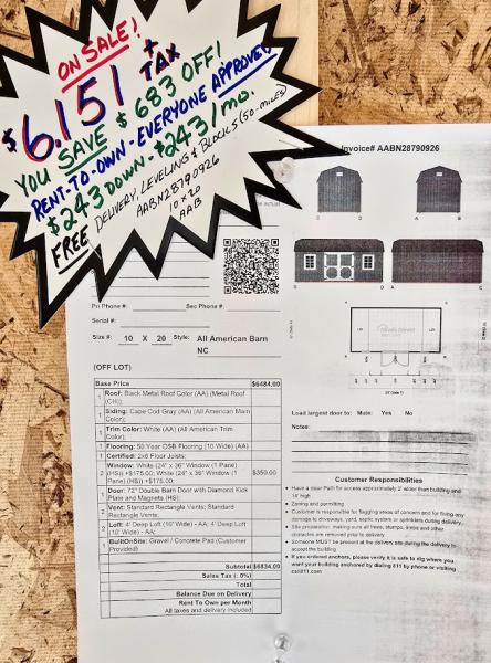 🔥10% OFF - SAVE $683 - 10x20 LOFTED BARN  $6,151 or $243 DOWN & $243/MO - NO CREDIT CHECK - FREE DELIVERY & BLOCKS (50 miles)