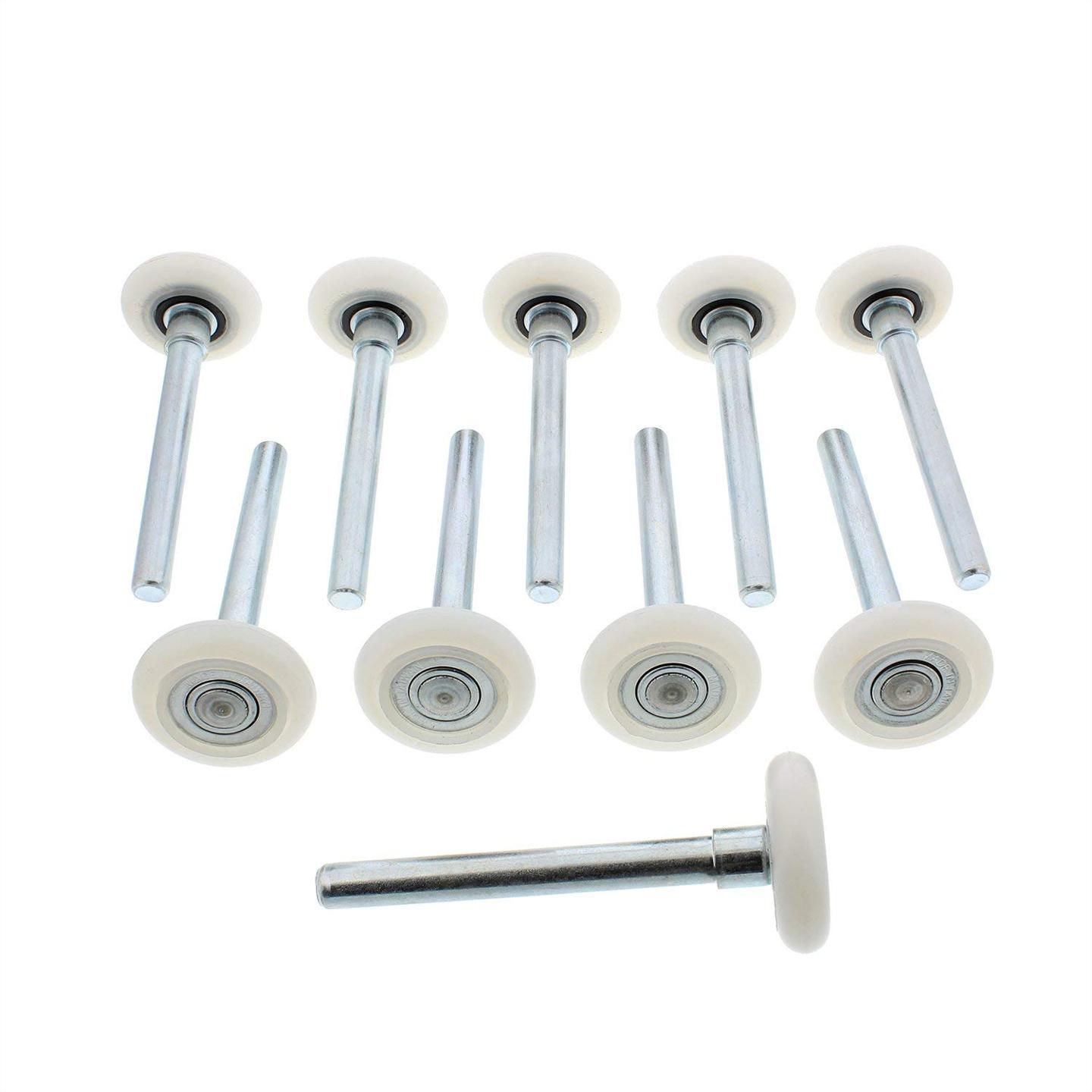 Quiet 2” Nylon Garage Door Roller Wheels 10-Pack, 13 Ball Bearing, 4” Inch Stem – Overhead Track Wheel Rollers Kit