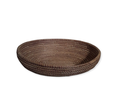 Natural Light Brown Traditional Hand Woven Senegalese Basket, Decorative Storage.