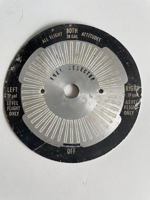 Cessna 172 I & M Fuel Selector Placard. Used.