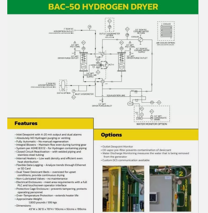 Lectrodryer BAC-50 Hydrogen Dryer | Automatic Moisture Control for Hydrogen-Cooled Generators