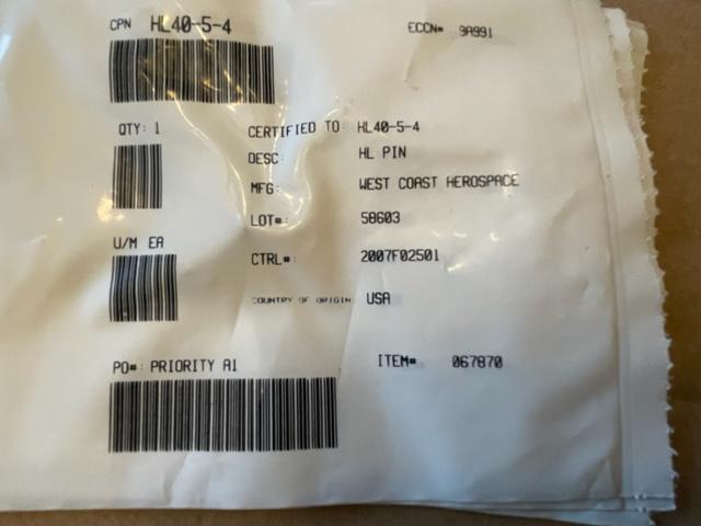 Cessna Citation Hi-Loc Hi-Shear Threaded Rivet Pin. New.