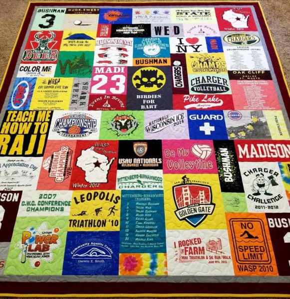 Mosaic T-shirt Quilt with Outer Border.