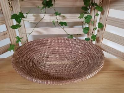 Unique Oval Natural Brown Hand Woven Traditional Senegalese Basket, Decorative storage.