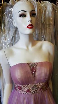 MAY QUEEN COUTURE LAVENDER OVER NUDE TULLE DRESS