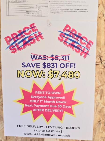 🔥10% OFF - SAVE $831 - 10x24 BARN w/ELECT.RICAL -  $7,480 -  $295 DOWN & $295/MO - NO CREDIT CHECK - EVERYONE APPROVED! - FREE DELIVERY & BLOCKS ( 50miles )