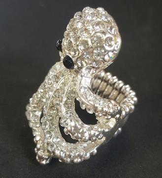 RHINESTONE OCTOPUS RING STRETCH BAND ONE SIZE FITS