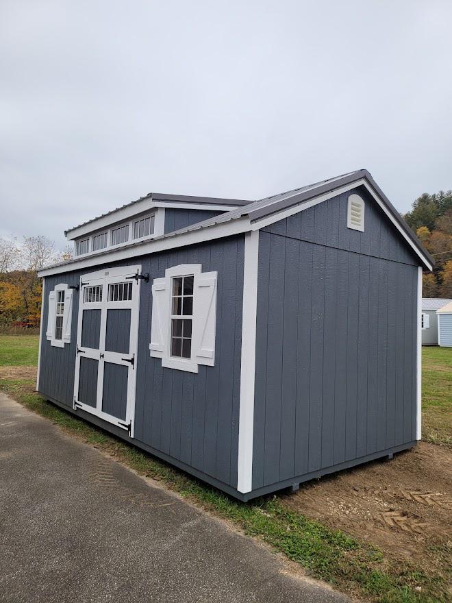 Marion #15063 - 10X20 Dark Gray Southern Classic with Transom Dormer & Electrical Package!