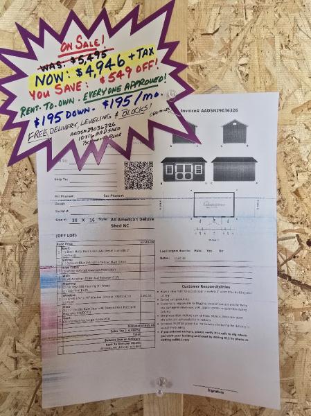 🔥SAVE $549  10X16 TALL WALLS - $4,946 - $195 DOWN & $195/MO  - NO CREDIT CHECK - FREE DELIVERY & BLOCKS (50 miles)