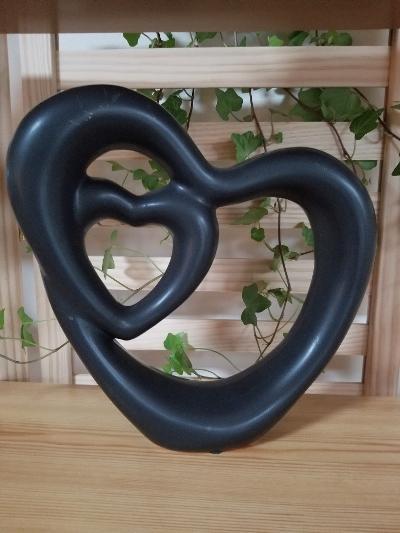 Two Hearts Black Decorative Ceramic