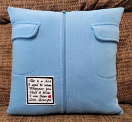 Memory pillow made from Loved Ones Shirts.