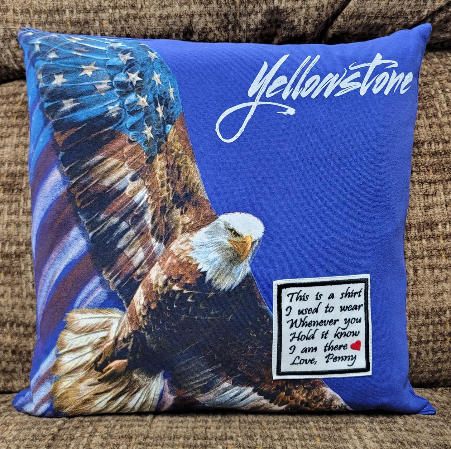 Memory pillow made from Loved Ones Shirts.