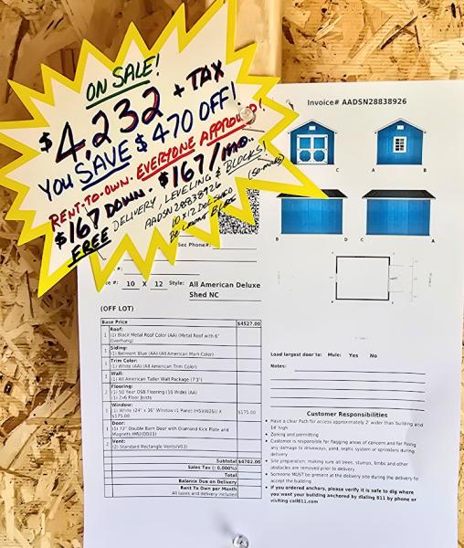 🔥SAVE $470 - 10x12 TALL WALL SHED $4,232 - $167 DOWN & $167/MO - NO CREDIT CHECK - FREE DELIVERY & BLOCKS (50 miles)