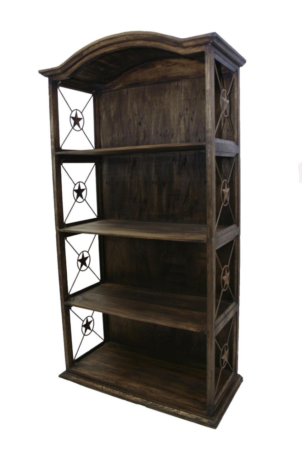 40" Bookcase W/Iron Stars Medio Finish