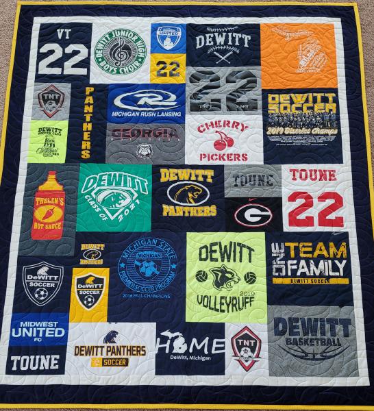 Mosaic T-shirt Quilt with Outer Border.