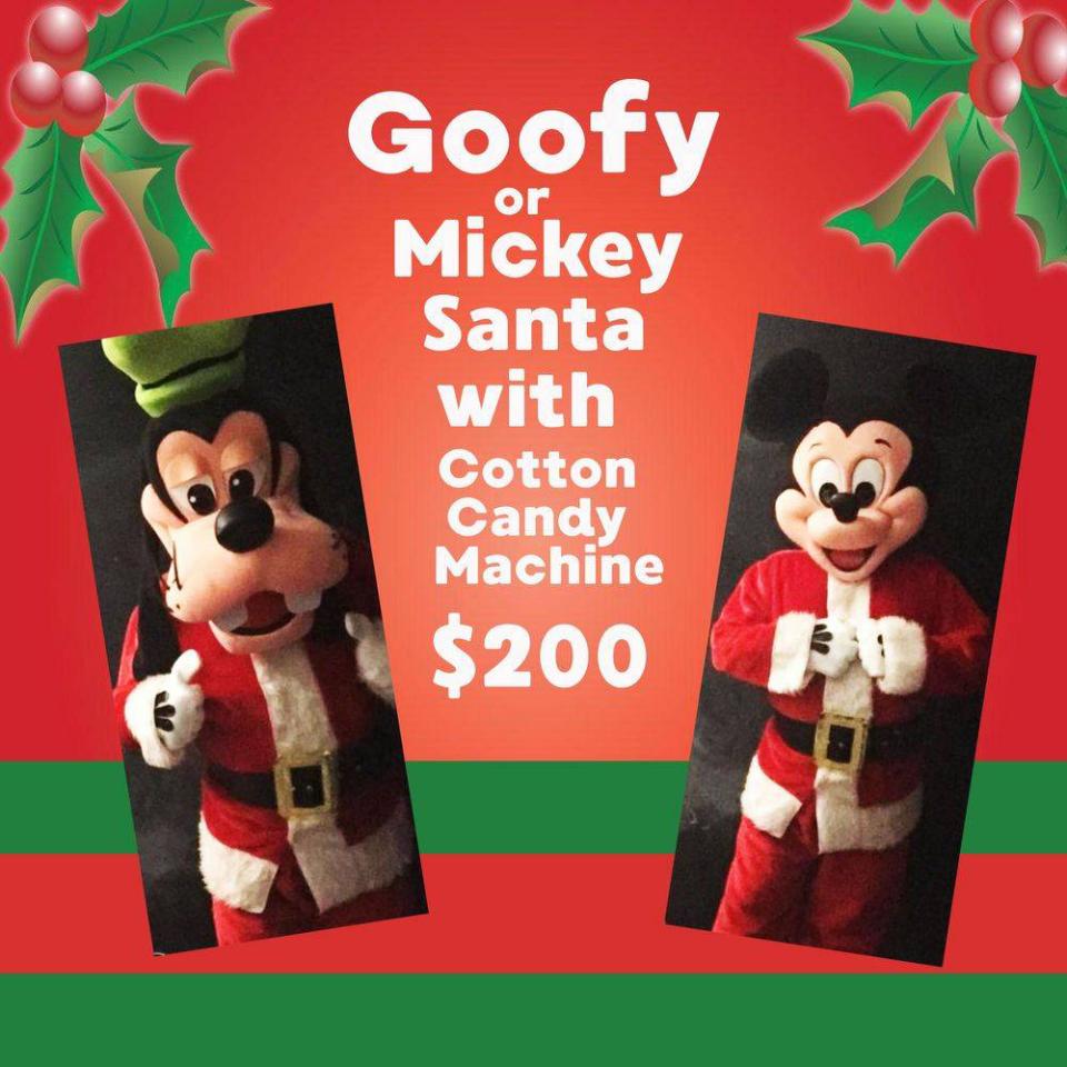 Goofy or Mickey Santa Meet and Greet with Cotton Candy