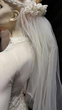 Wedding Gown 100% raw silk stretchy sheer netting