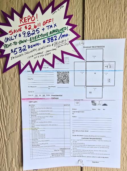 🔥SAVE $2,611 OFF the New Price on this 12x16 REPO Finished. Insulated Cottage with 100 Amp Electrical! ONLY $9,825 or $532 Down & $382/Mo Rent to Own - NO CREDIT CHECK - EVERYONE APPROVED  DELIVERY, SETUP & BLOCK INCLUDED! (up to 50-miles)