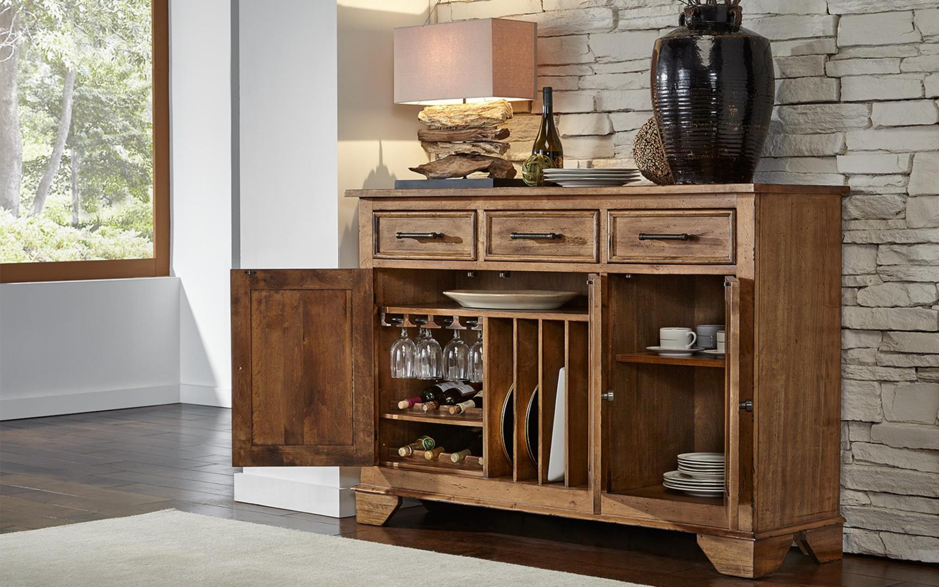 SERVER W/ FELT LINED TOP DRAWERS