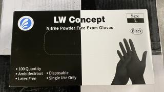 LW Concepts Non-Powdered Black Nitrile / 5.5 Mil / Size L / Box of 100