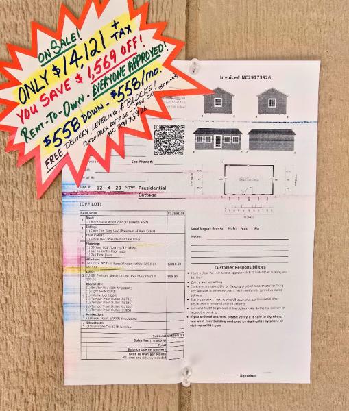 🔥SAVE $1,569 - 12x20 INSULATED FINISHED COTTAGE w/ELECTRICAL ONLY $14,121 - $558 DOWN - $558/MO RENT TO OWN EVERYONE APPROVED - FREE DELIVERY (50 miles)