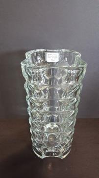 MID CENTURY VASE LARGE PRESSED AND CUT CRYSTAL