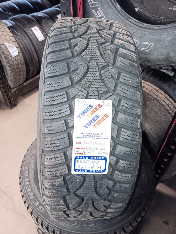 205/55R16 General Altimax Artic Tires with 5 Bolt Audi Rims Set of 4