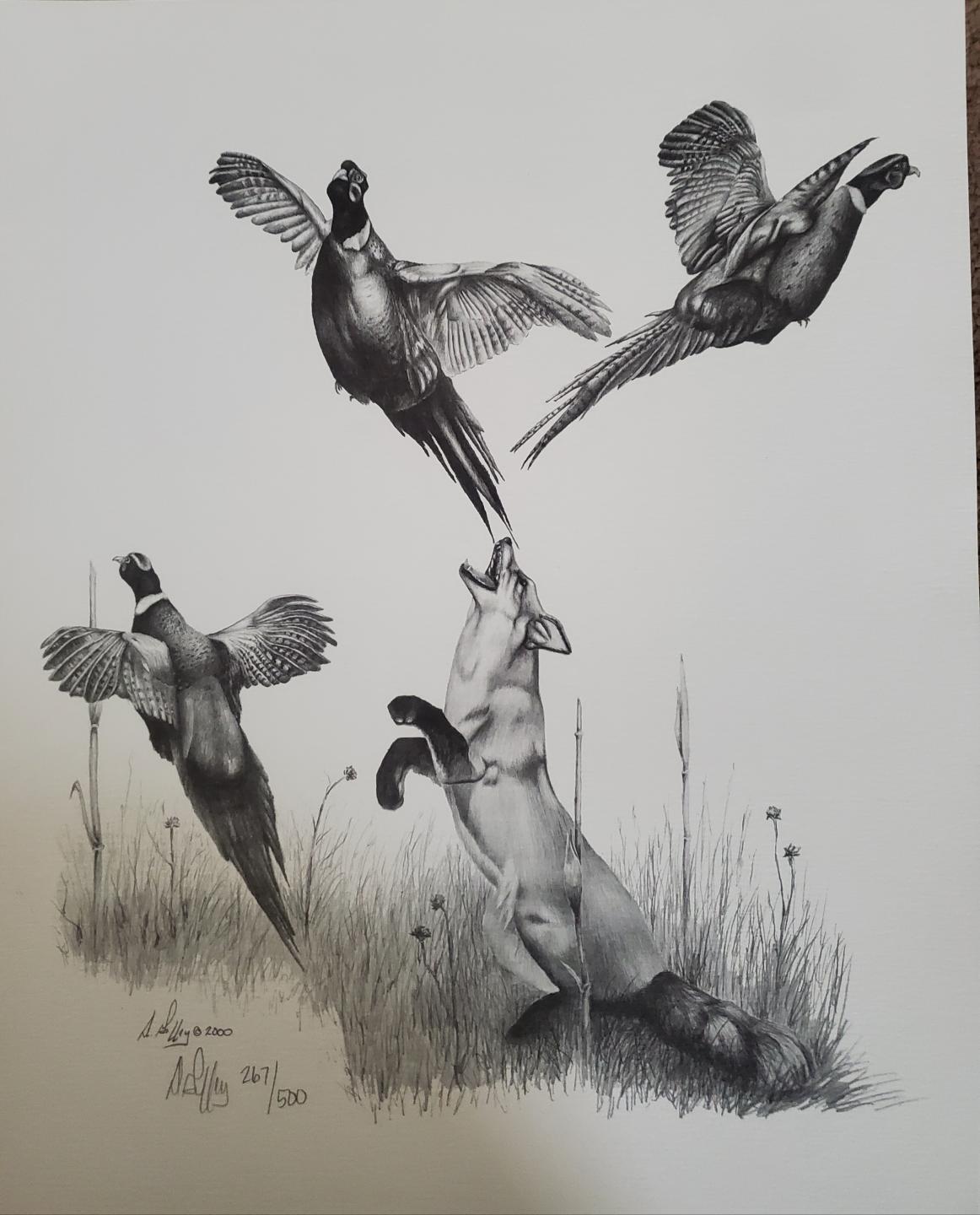 Fox and pheasants