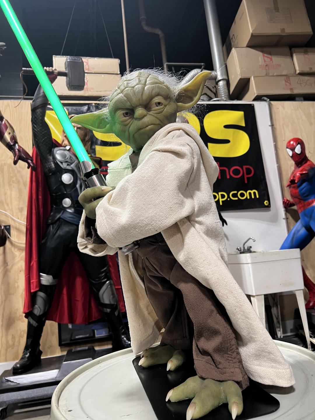 Life Size Yoda with Lightsaber