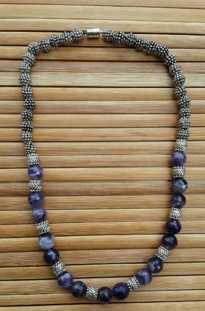 Amethyst Crystal Tribal Necklace.