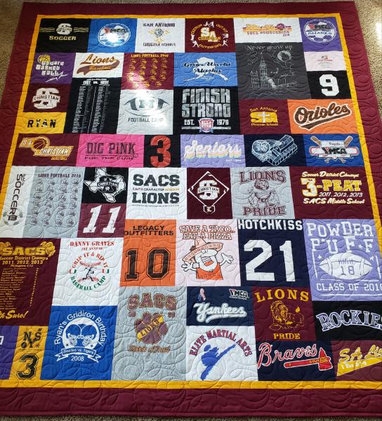 Mosaic T-shirt Quilt with Outer Border.