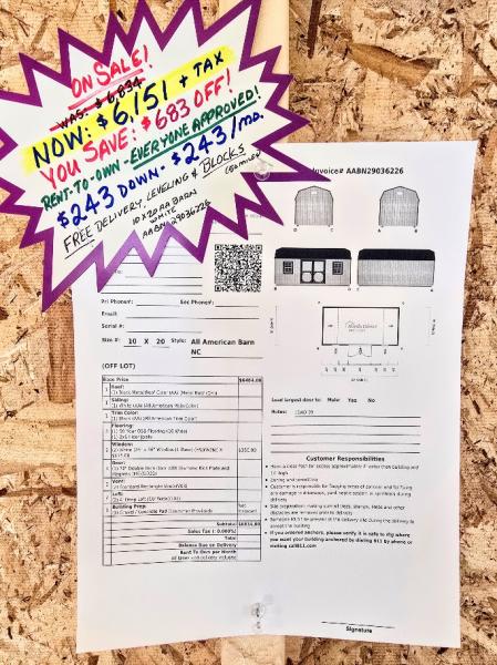 🔥$683 OFF - 10x20 LOFTED BARN  $6,151 or $243 DOWN & $243/MO - NO CREDIT CHECK - FREE DELIVERY & BLOCKS (50 miles)