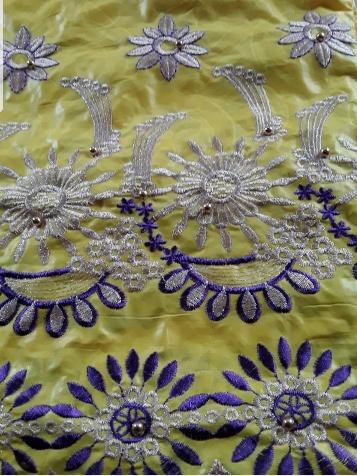 Yellow, Purple and Gold Brocade Fabric