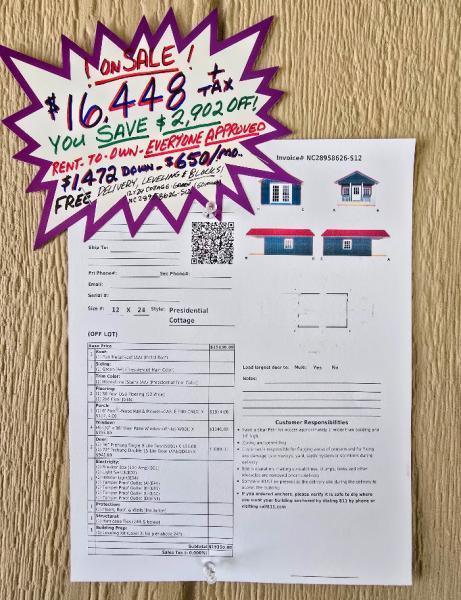 🔥SAVE $2,902 12x24 INSULATED FINISHED COTTAGE w/ELECTRICAL & 6 FT PORCH - $16,448 - $650 DOWN - $650/MO - FREE DELIVERY (50 miles)