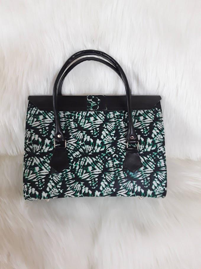 Green and Black Multicolor Handmade Ankara Handbag./ Purse