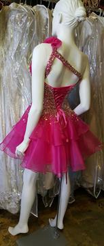 HOMECOMING DRESS JEWEL ENCRUSTED BODICE FUCHSIA