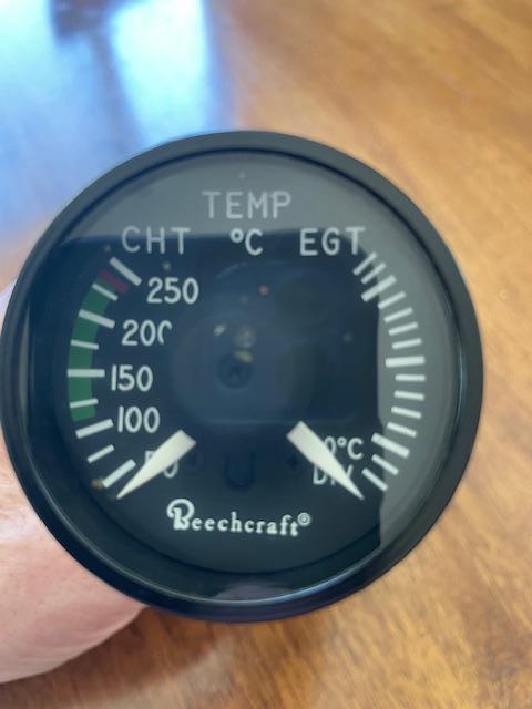 Beechcraft Mid-Continent A36 CHT-EGT Gauge Cluster. Used.