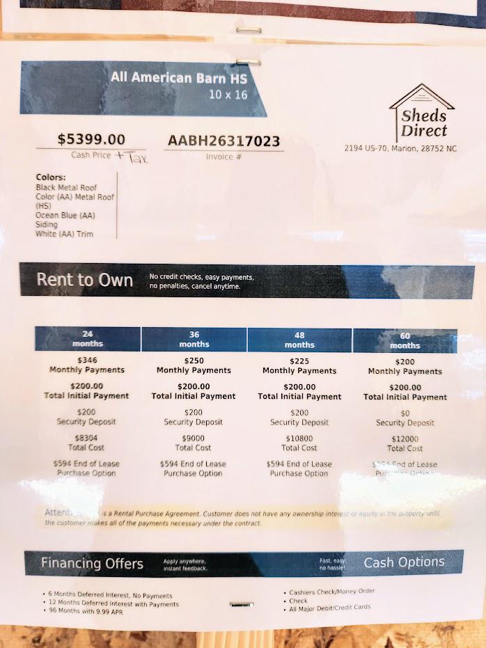10% or $539 OFF! 10x16 All American Lofted Barn ONLY $4,860! -$200 Dn & $200/MO