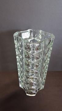 MID CENTURY VASE LARGE PRESSED AND CUT CRYSTAL