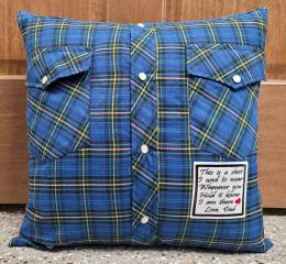 Memory pillow made from Loved Ones Shirts.