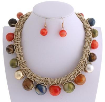 Marble Ball Fashion Necklace Set