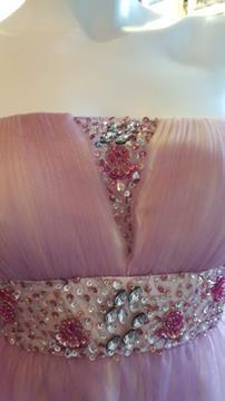 MAY QUEEN COUTURE LAVENDER OVER NUDE TULLE DRESS