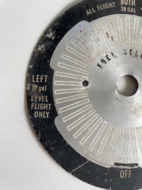 Cessna 172 I & M Fuel Selector Placard. Used.