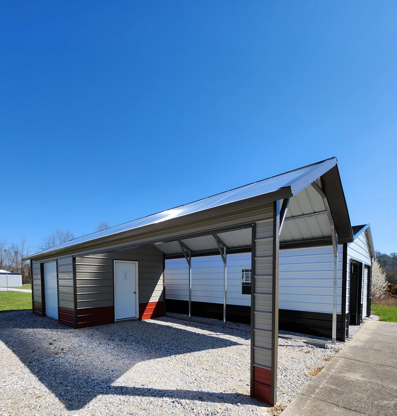 20% OFF! - SAVE $2,390 - ONLY $9,562 for this 12x35x8 Combo Unit with One-Half Double Poly Roof and lots of EXTRA FEATURES!
