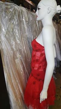 RED SHORT TULLE CORSET BODICE HOMECOMING DRESS