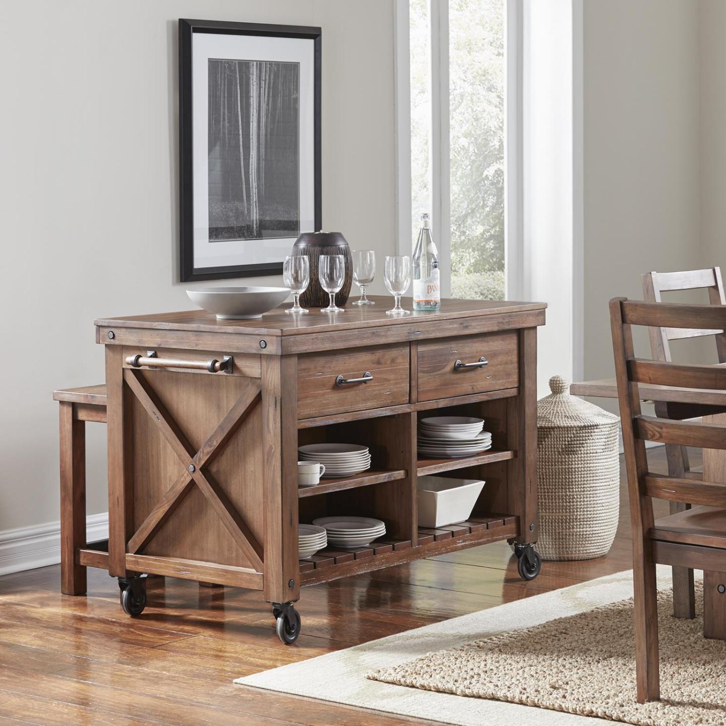 KITCHEN ISLAND W/ WOOD TOP